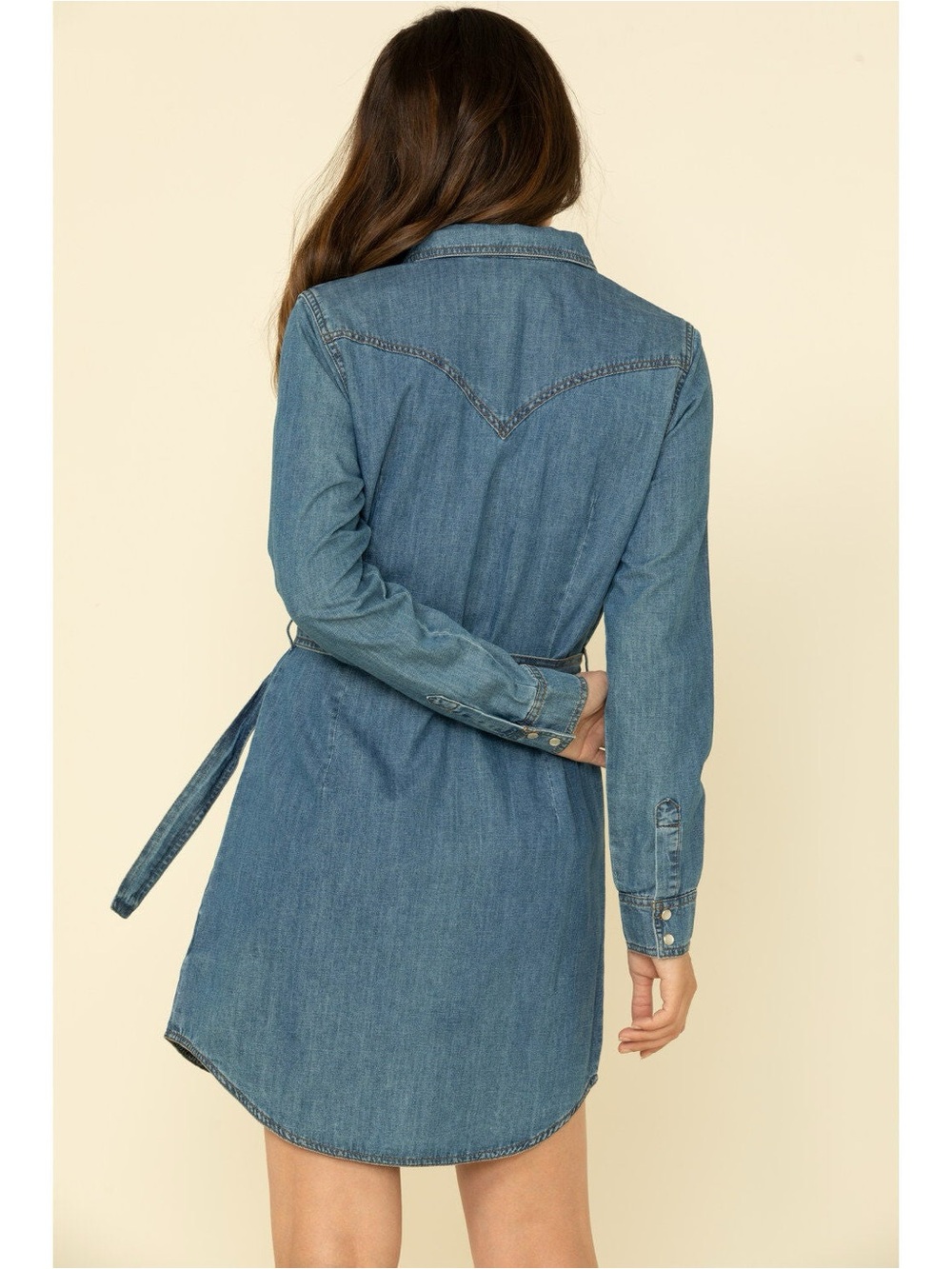 NWT Wrangler Long Sleeve Denim Snap Western Shirt Mini Dress - Picture 15 of 16